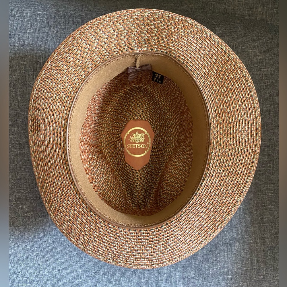 NWOT Stetson EMIN STRAW FEDORA Multicolor Woven Hat - Picture 5 of 11